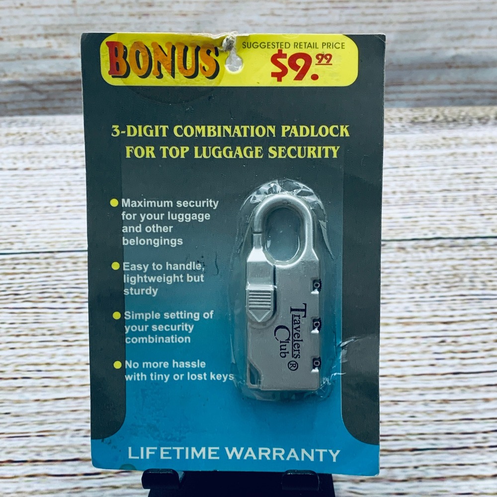 Travelers Club 3-Digit Combination‎ Padlock Luggage Security Lock New
